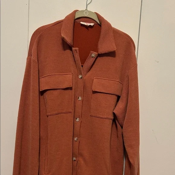 Peach Love California Terracotta Ribbed Shacket - Picture 7 of 8